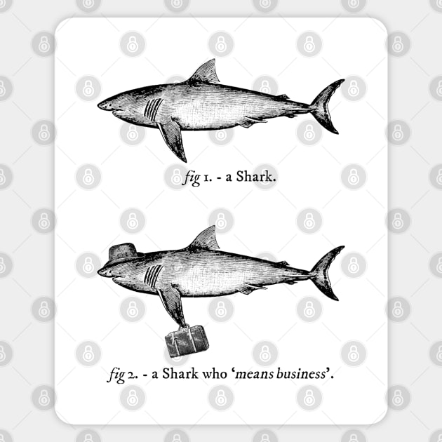 A Shark Who Means Business Sticker by EightUnder